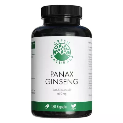 GREEN NATURALS Panax Ginseng veganistische capsules met hoge dosering, 180 stuks GREEN NATURALS Panax Ginseng veganistische capsules met hoge dosering, 180 stuks
